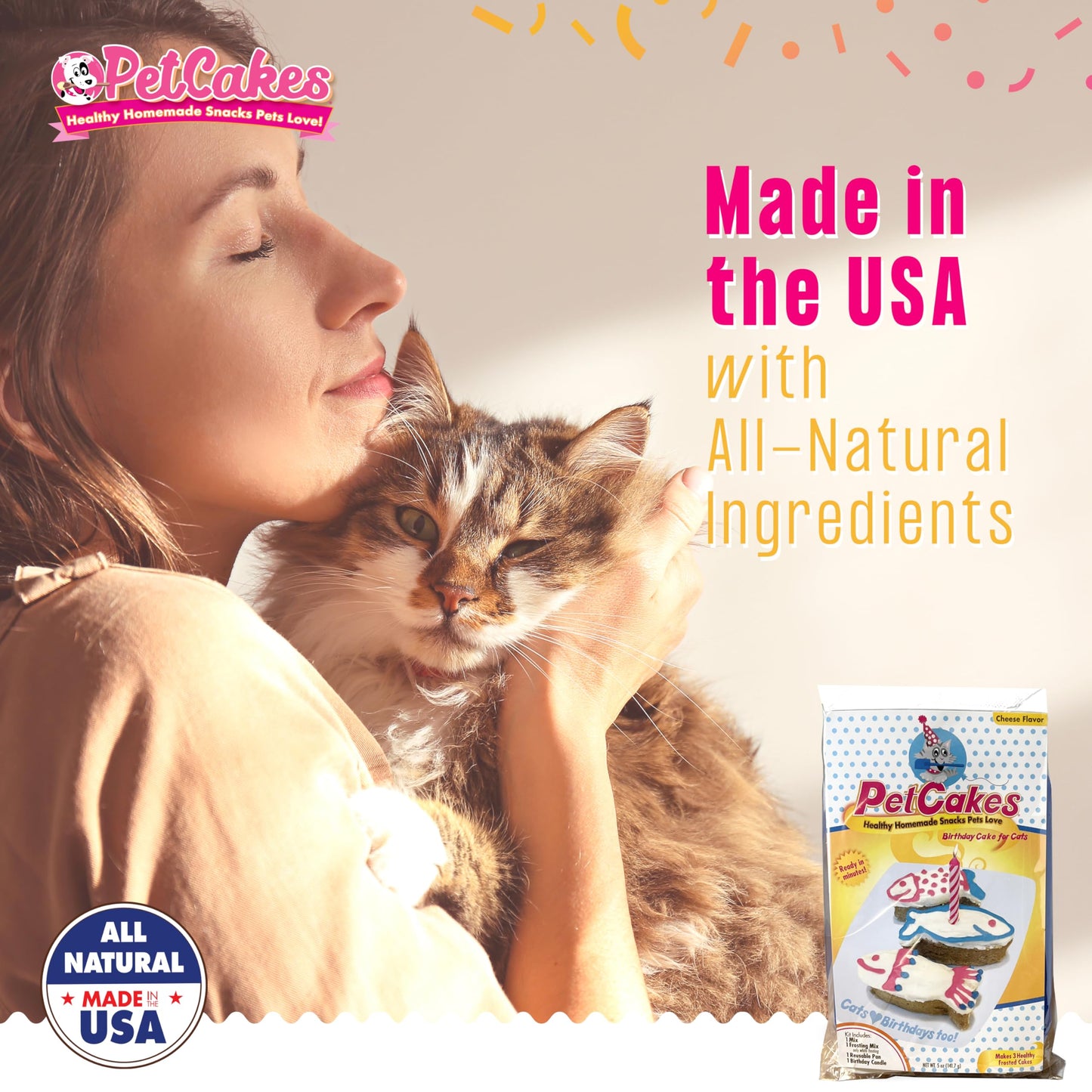 PetCakes Cat Birthday Cake Kit - Cheese Flavor Natural Treats - 5.5 Oz