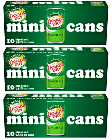 Canada Dry Ginger Ale Mini Cans - 10 Pack of 7.5 Fl Oz (Total 30 Cans)