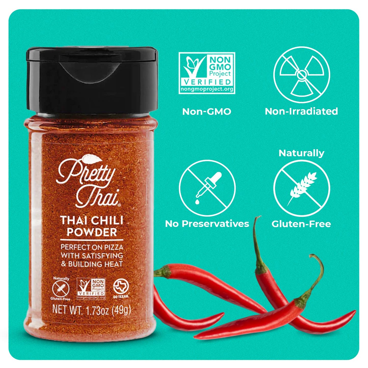 Pretty Thai Chili Powder - 1.73Oz, Pack Of 1 I Chili Seasoning Mix With Dried Thai Chili Flakes, Asian Cooking Spices For Authen