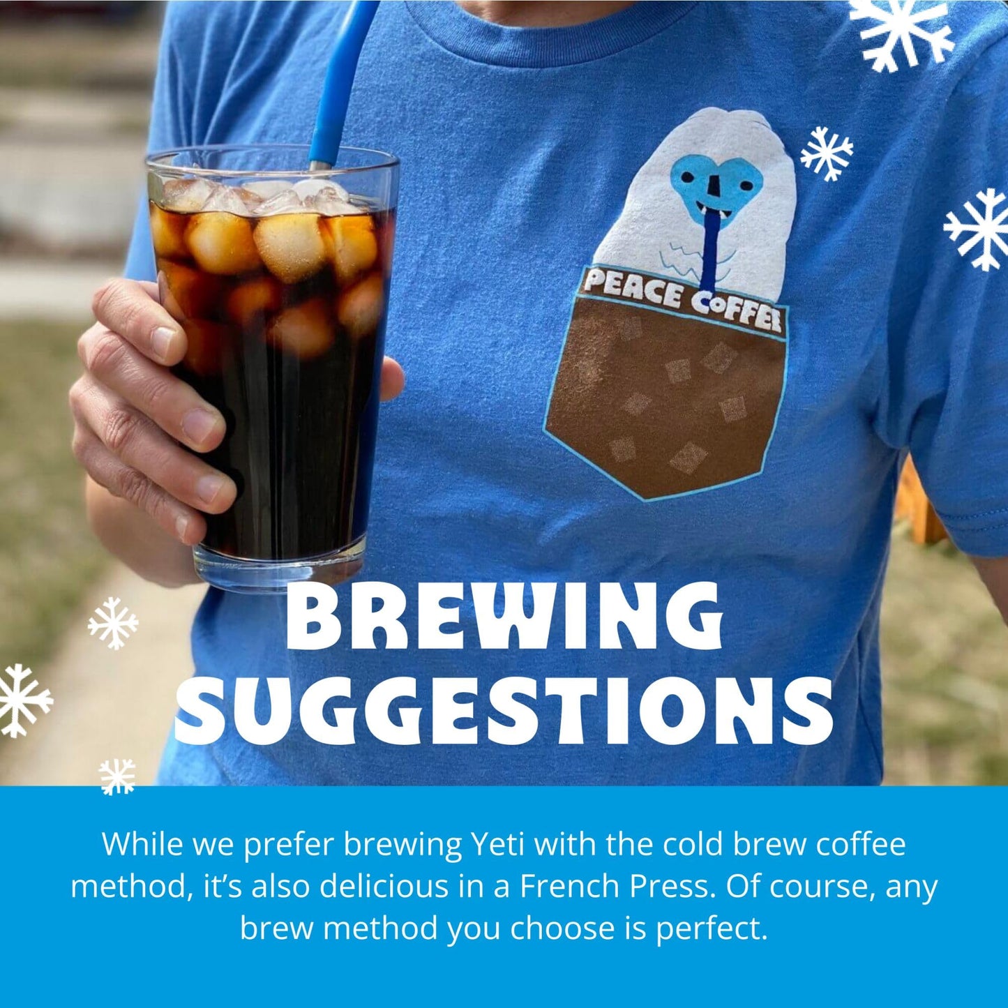 Peace Coffee Yeti Cold Brew Blend | 5 Lb Medium Roast Whole Bean| Organic Fair Trade | Smooth, Rich Flavor | Shade Grown, Fresh