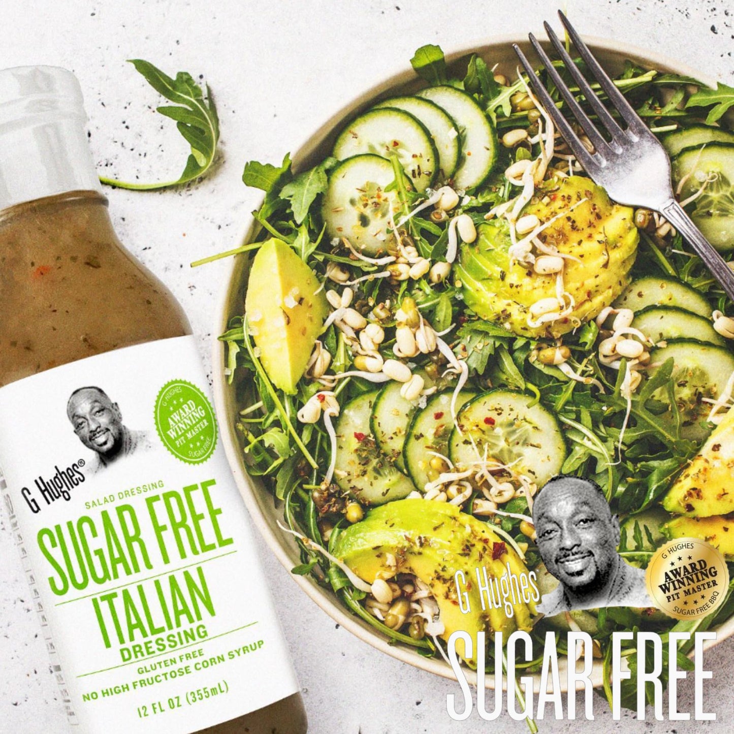 G Hughes Sugar Free Salad Dressing Bundle - Gluten Free, Low Carb, 12 Oz (3-Pack: Balsamic, Raspberry, Italian)