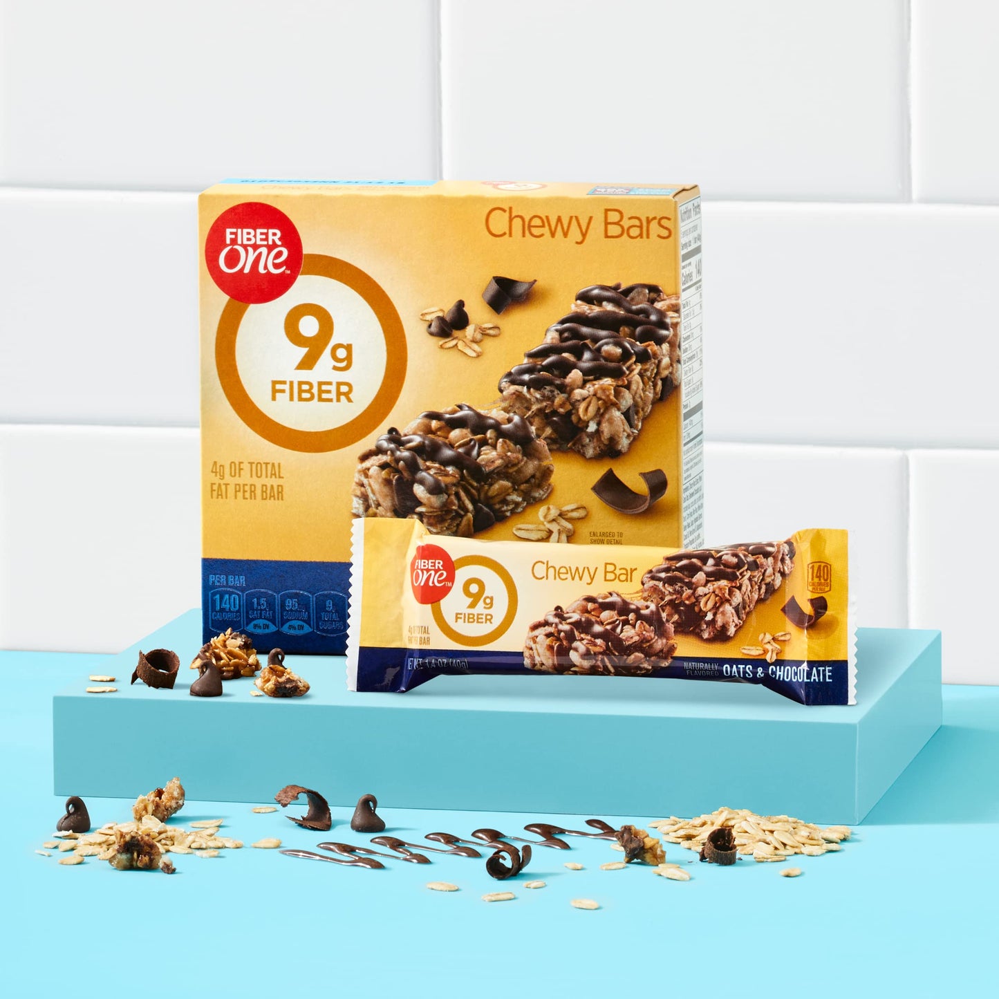 Fiber One Chewy Bars, Oats & Chocolate, Fiber Snacks, 14.1 Oz, 10 Ct