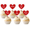 24 Pcs Valentine'S Day Heart Cupcake Toppers Glitter Double Layers Xoxo Sweet Love Be Mine Kiss Me Miss You Cupcake Picks Valent