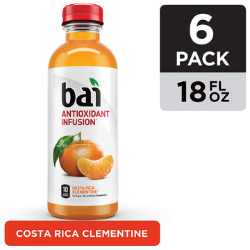 Bai Flavored Water, Costa Rica Clementine, Antioxidant Infused Drinks, 18 Fl Oz (pack of 6)