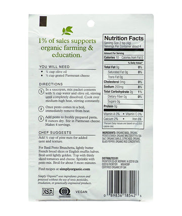 Simply Organic | Sweet Basil Pesto Sauce Mix | .53Oz (Pack Of 4)