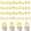 40 Pcs Gold Happy Birthday Cake Topper Acrylic Birthday Cupcake Topper Cake Pick Decorations For Birthday Party Cake Desserts Pa