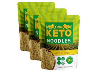 Lion Keto Noodles - 3 Pack | Angel Hair | Low Carb Pasta | Organic Pre-Cooked Zero Carb Pasta Noodles Are Low Calorie, Gluten-Fr
