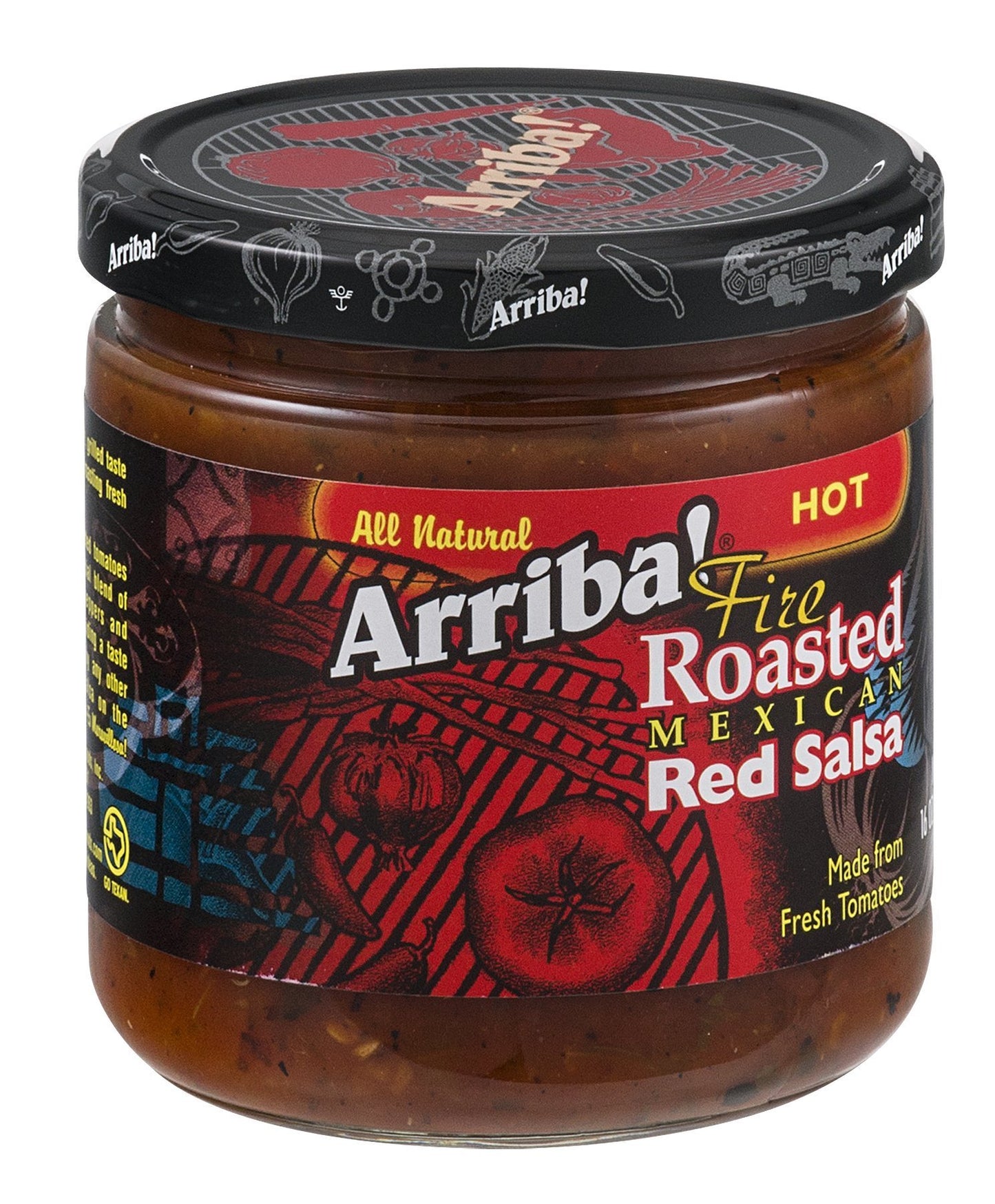 Arriba! Hot Red Salsa, 16-Ounce Glass (Pack Of 6)