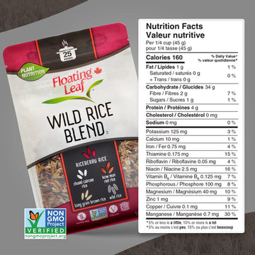 Floating Leaf Wild Rice Blend - 14 ounces, 1 count - Wild Rice Blend With Riceberry, Red Rice And Brown Rices - Gluten Free - No