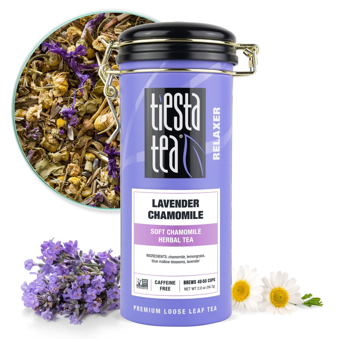Tiesta Tea - Lavender Chamomile | Soft Chamomile Herbal Tea | Top-Grade Loose Leaf Tea Blend | Non Caffeinated Herbal Tea | Make Hot Or Iced Tea & Brews Up To 50 Cups - 2 Ounce Refillable Tin