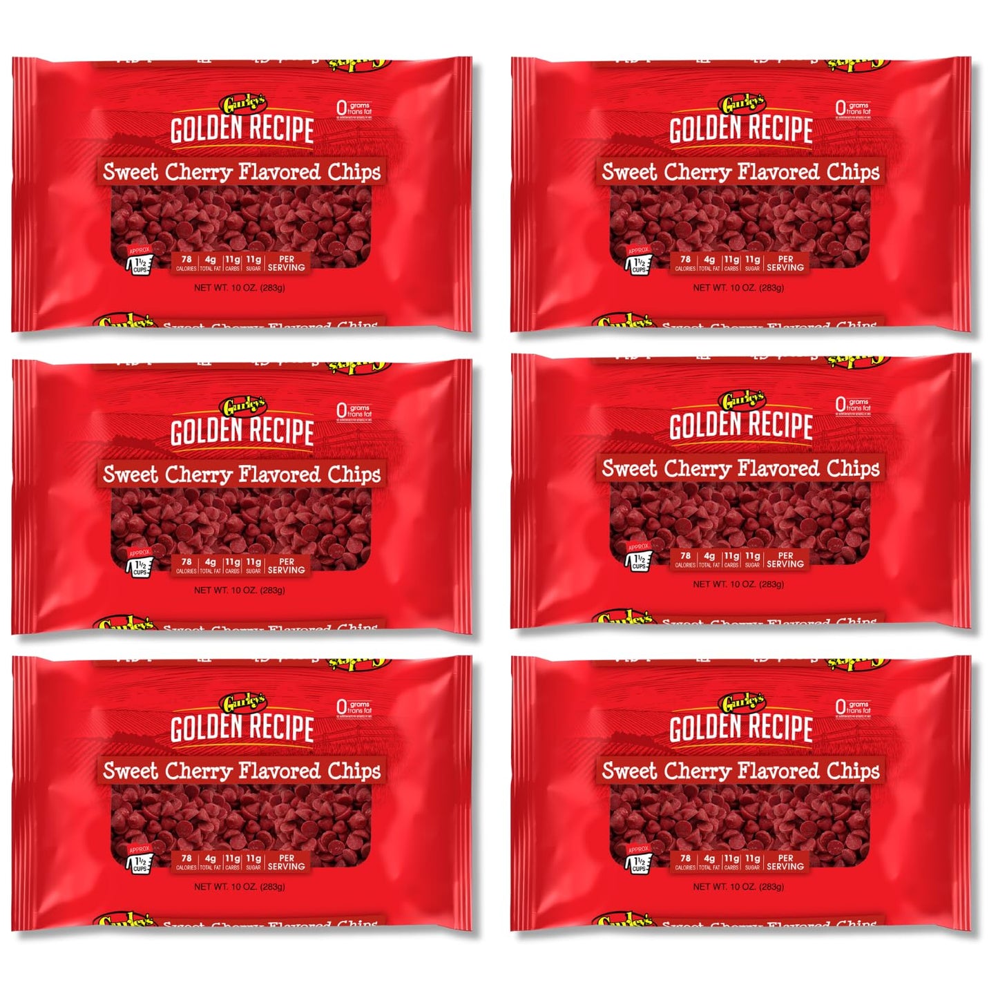 Gurleys Cherry Flavored Baking Chips, Sweet Cherry Chips for Baking, Ideal for Cakes, Cookies, Frosting & Desserts, 10 oz (Pack