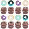 24 PCS Donut Cupcake Toppers Glitter Sweet Donut Cupcake Picks Donut Theme Birthday Party Decorations for Celebrating Baby Showe