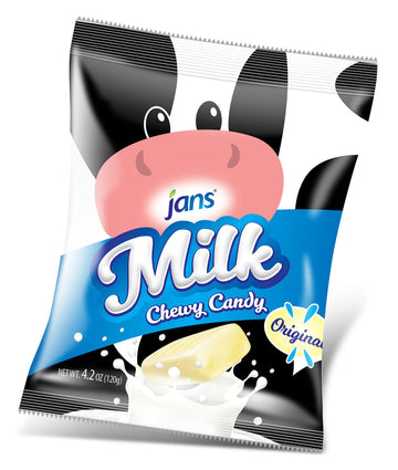 Jans Milk Chewy Candy Original Milk Flavor | Chewy And Non-Sticky Candy | Cholesterol-Free | Fat-Free | Low-Calories | Irresistible Treat For Kids And Adults 4.20 Oz Per Bag (Pack Of 1)