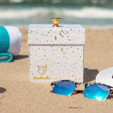 Sendacake Celebration Surprise Explosion Gift Box With Flying Butterflies, Flower Shower & 3'' Chocolate Chip Mini Bundt Cake -