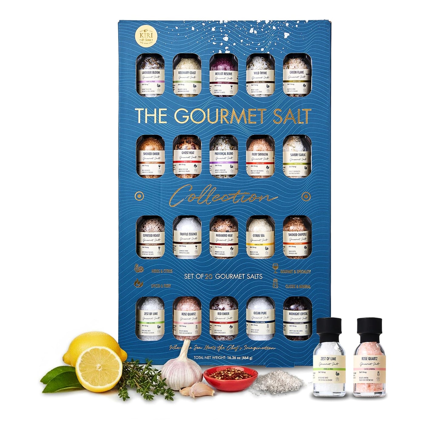 Gourmet Salt Sampler Collection 20 Pack - Top-Grade Seasoning Gift Set Includes Truffle Rich Flavor Garlic Flavor Blend & Sriracha Vegan Spice Blends For Cooking Grilling & Bbq Culinary Kit For Foodies