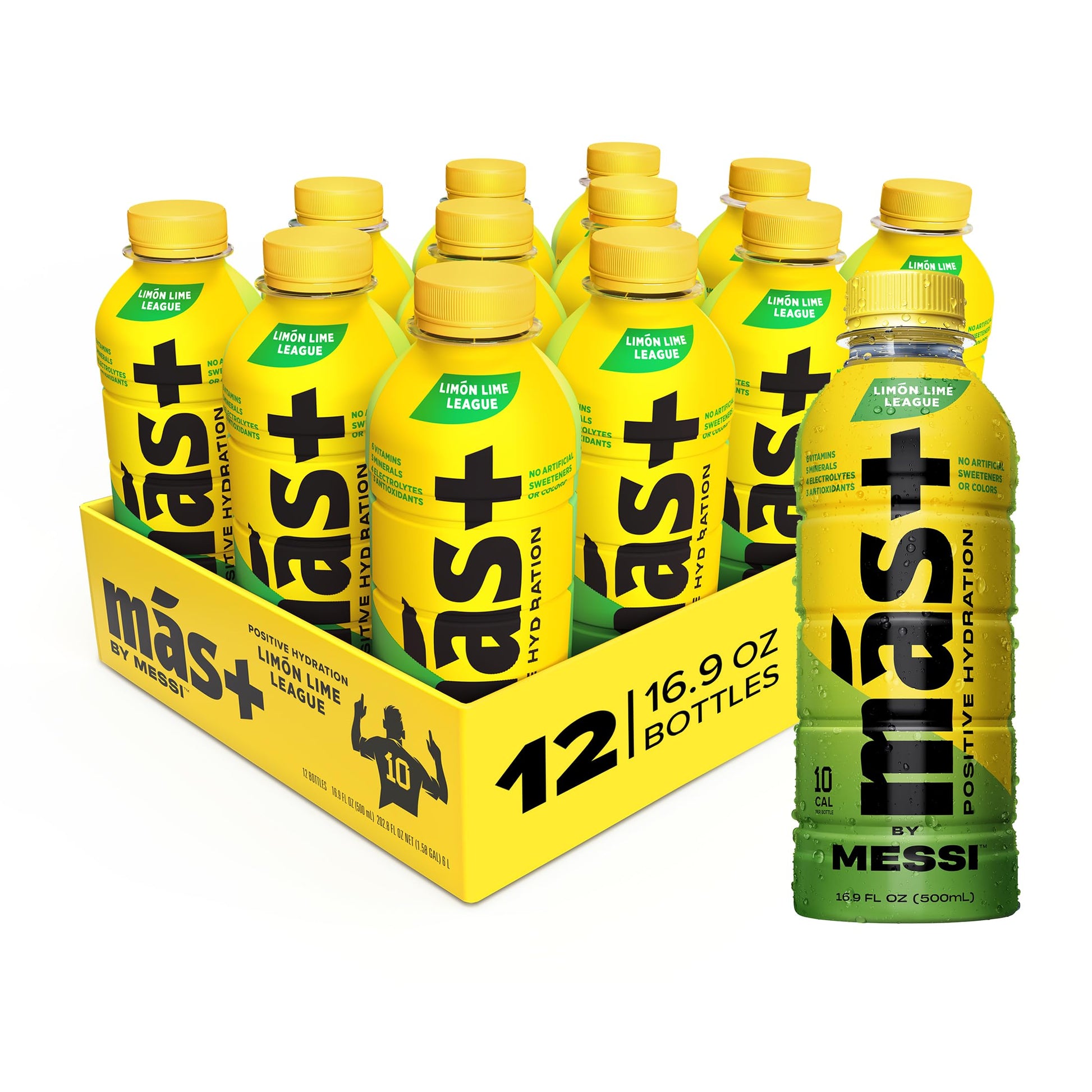 M  s+ by Messi 16.9oz Lim  n Lime League, Sports Drink & Hydration Beverage, Natural Flavors with Vitamins and Electrolytes, No