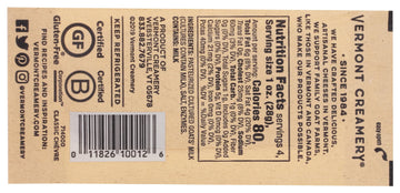 Vermont Creamery, Chvre, Log, 4 oz
