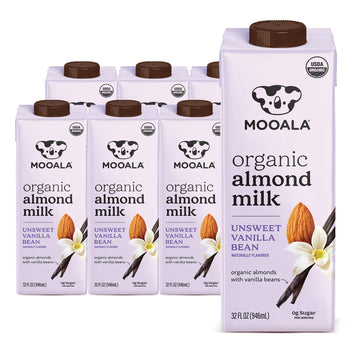 Mooala - Organic Vanilla Bean Almondmilk, Unsweetened, 32Oz (Pack Of 6) - Shelf-Stable, Non-Dairy, Gluten-Free, Vegan & Plant-Ba