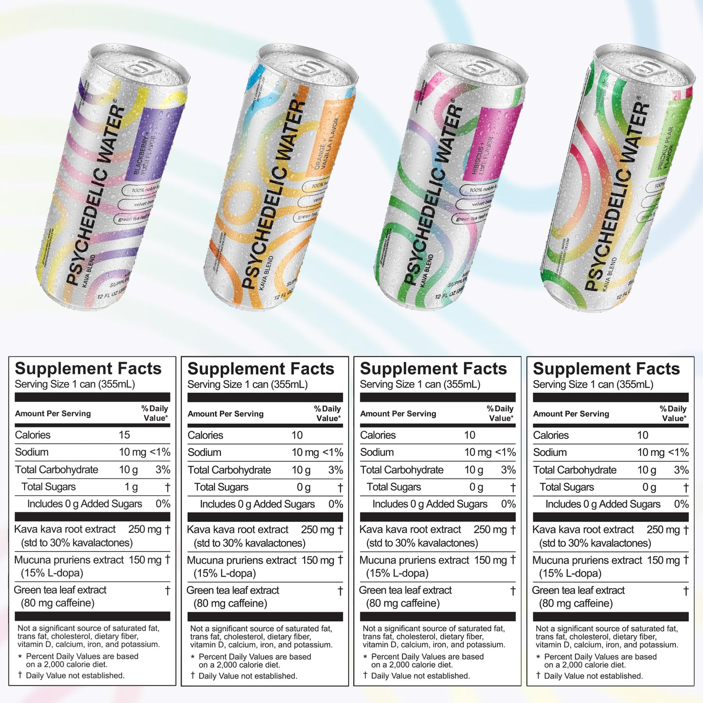 Mood Enhancing Relaxation Drink - Calming Kava Drink - Mucuna Pruriens - Stevia - Gluten Free - Low Calorie - Non fermented-style flavoric Mocktails - Variety Pack - 12 Cans