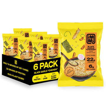 immi Black Garlic Chicken Ramen, 100% Plant Based, Keto Friendly, Low Carb, High Protein, Packaged Noodle Meal Kit, Ready to E