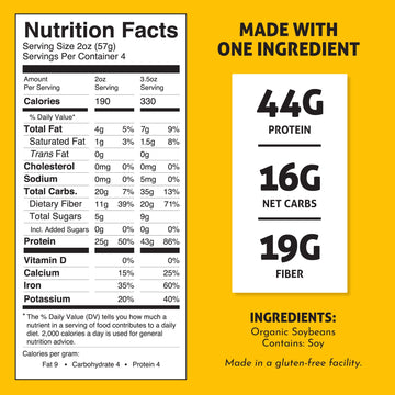 The Only Bean Organic Soy Bean Spaghetti Pasta - High Protein, Gluten-Free, Vegan - 8 oz