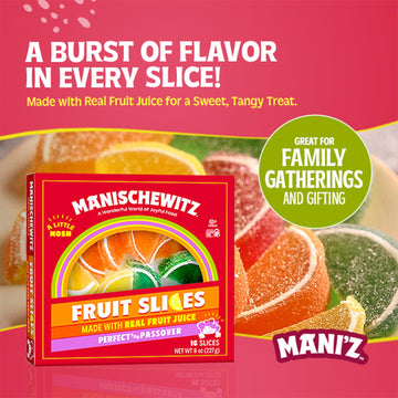 Manischewitz Candied Fruit Slices Gift Box, 8oz, Gluten Free, No High Fructose Corn Syrup, Kosher for Passover & Year Round Use