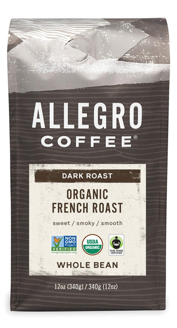 Allegro Coffee Organic French Roast Whole Bean Coffee, 12 oz - Rich Flavor, Freshly Roasted, Perfect for Coffee Lovers