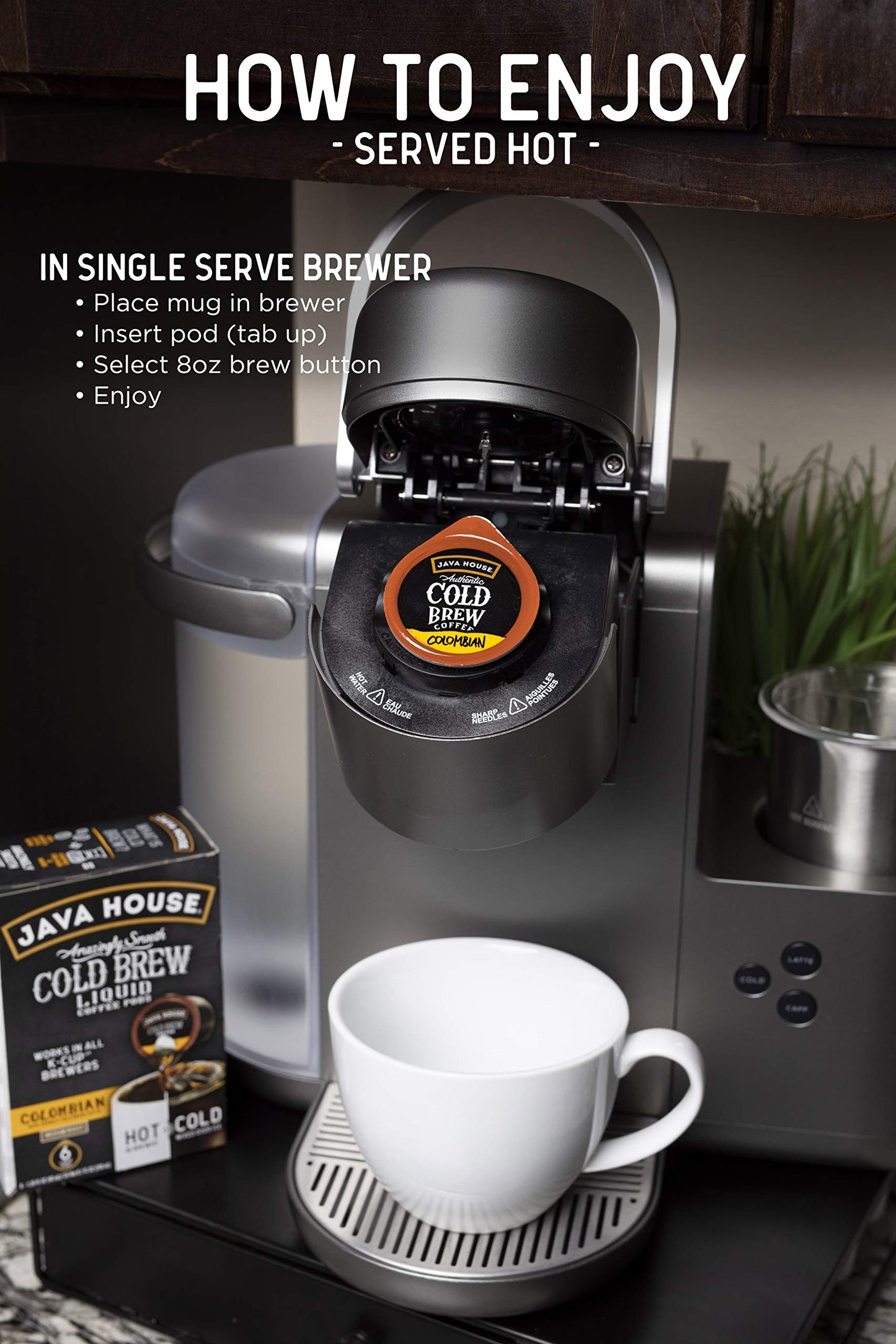 Java House Cold Brew Coffee, Colombian Medium Roast Coffee Concentrate Liquid Pods - 1.35 Fluid Ounces (6 Count) Enjoy Hot Or Ic