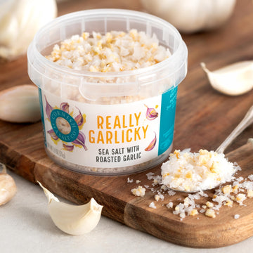Cornish Sea Salt Really Garlicky Seasoning | Sea Salt Flakes W. Roasted Garlic | Hand-Harvested In Cornwall, England | 1.9 Oz Re