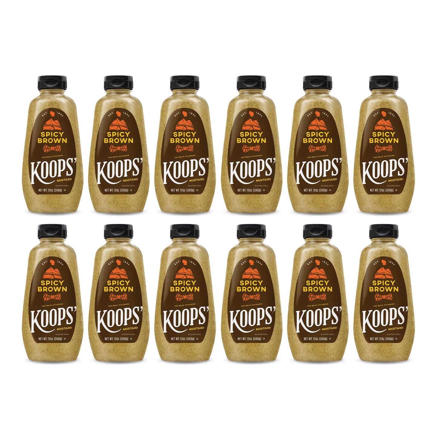 Koops Spicy Brown Mustard, 12 oz. Bottle, 12-Pack