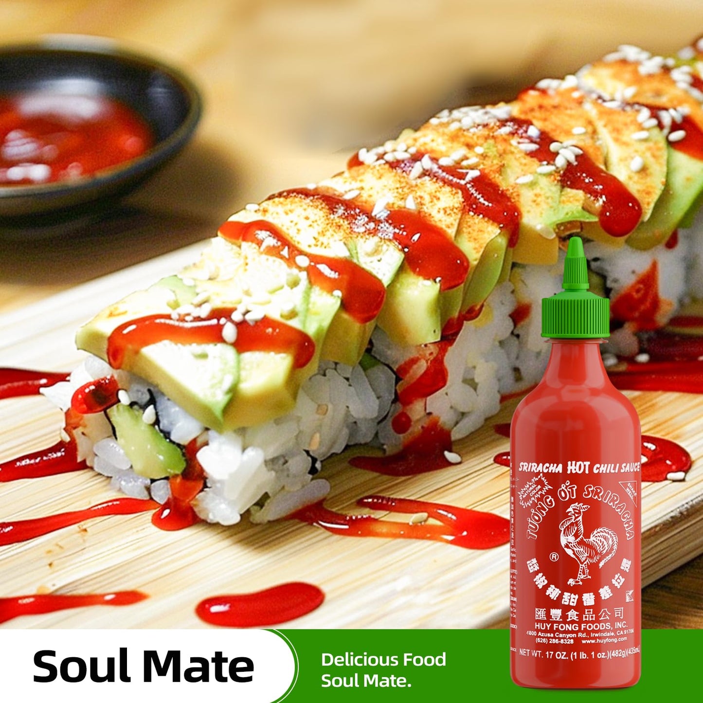 The Original Huy Fong Sriracha, 17 Oz Rooster Sriracha Chili Sauce, Spicy Flavor Hot Sauce W/Chili Pepper,Pack Of 1