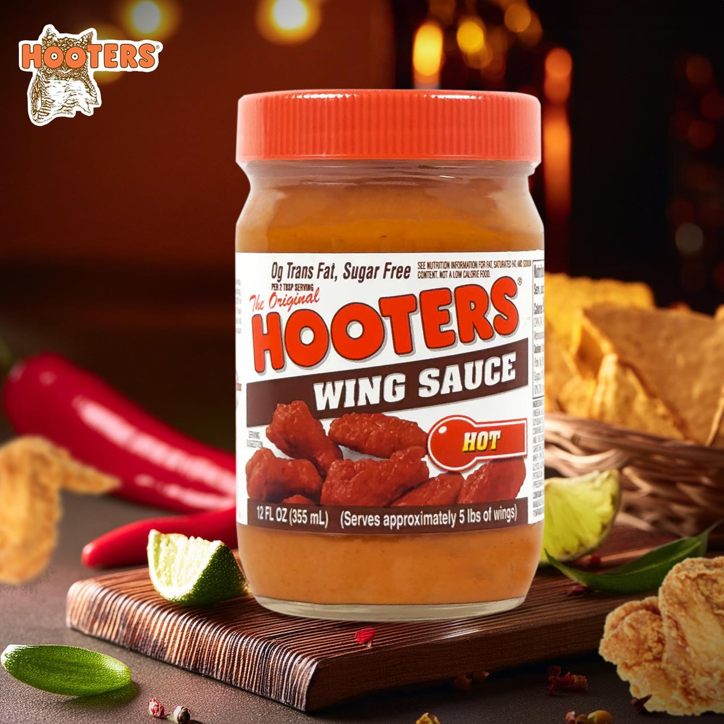 The Original Hooters Hot Wing Sauce - Spicy & Robust Flavor - Ideal For For Grilling, Chicken Wings, Ribs, Chops, Shrimp, Seafoo