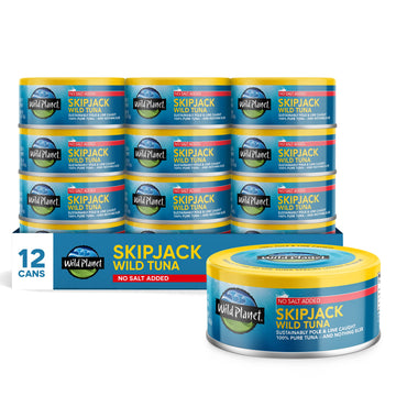 Wild Planet Skipjack Wild Tuna, No Salt Added, Canned Tuna, Sustainably Wild-Caught, Pole & Line, Non-Gmo, Kosher, 5 Ounce (Pack