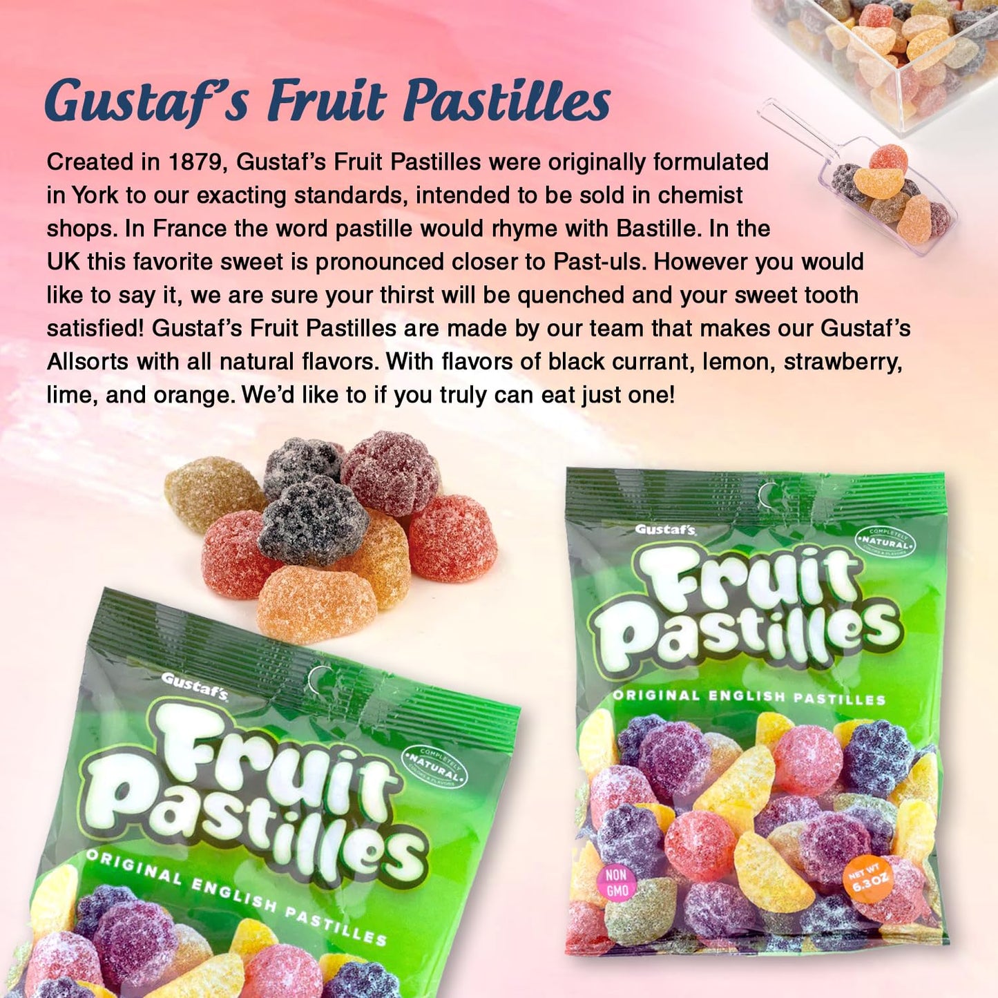 Gustaf'S Fruit Pastilles, Original Flavor, 2 Pack - 5.29 Oz Each | Classic Fruit Flavored Candies | Imported Chewy Treats Comes
