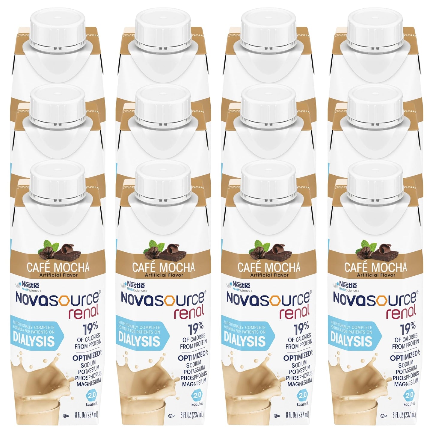Nestle Novasource Renal Nutritionally Complete Formula Caf Mocha Flavor 8 oz Carton, 12 Count