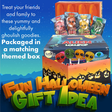 Fusion Select Alien Halloween Lollipops - Trick Or Treat Candies For Kids - Extraterrestrial Themed Halloween Candy Lollipops For Space Themed Events & Birthday Parties - Individually Wrapped Treats