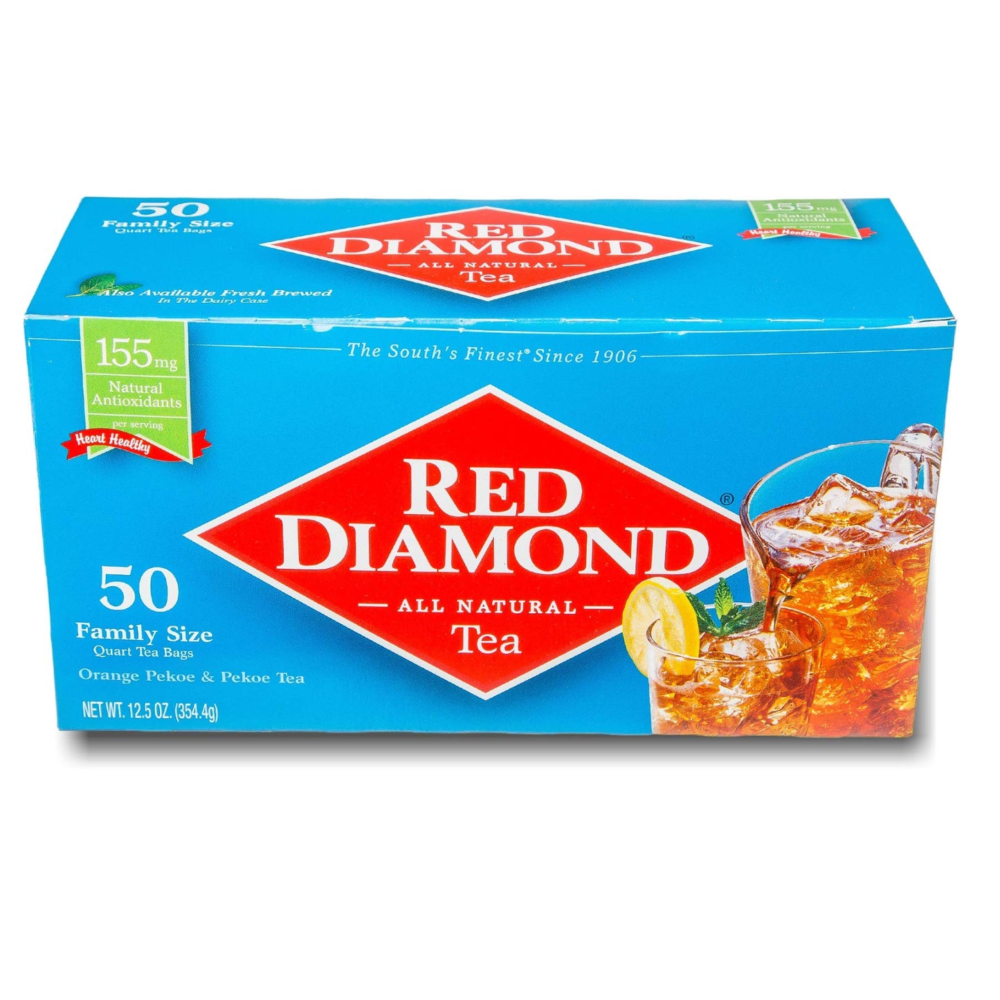 Red Diamond Iced Tea Bags | Family Size Tea Bags | Delicious And Freshly Brewed Taste | Special Top-Grade Blend | 50 Count Quart-Size Bags (6 Pack - 300 Count)