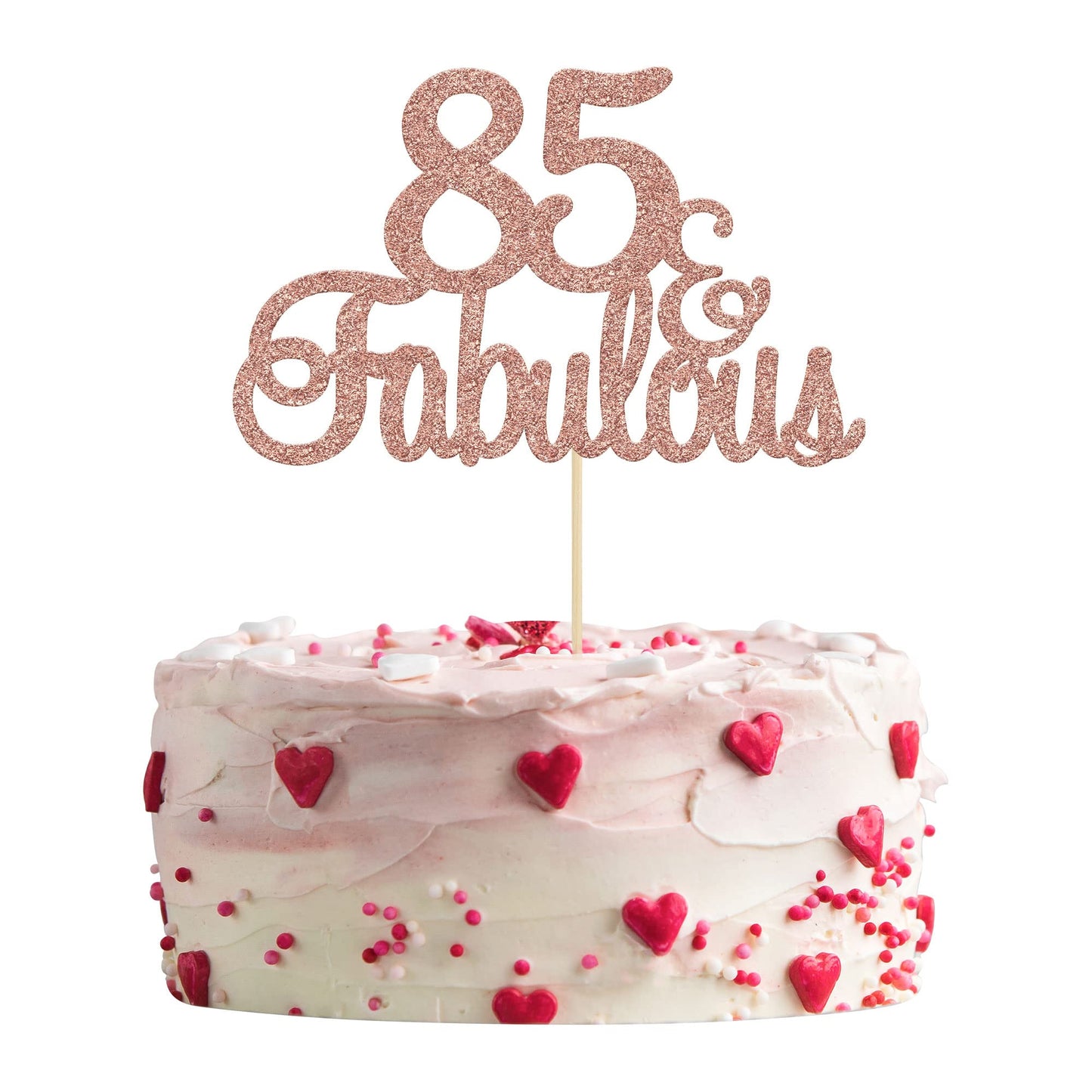 Gyufise 1Pcs 85 & Fabulous Cake Topper Rose Gold Glitter Eighty Five And Fabulous Cake Toppers Happy 85Th Birthday Cake Pick For