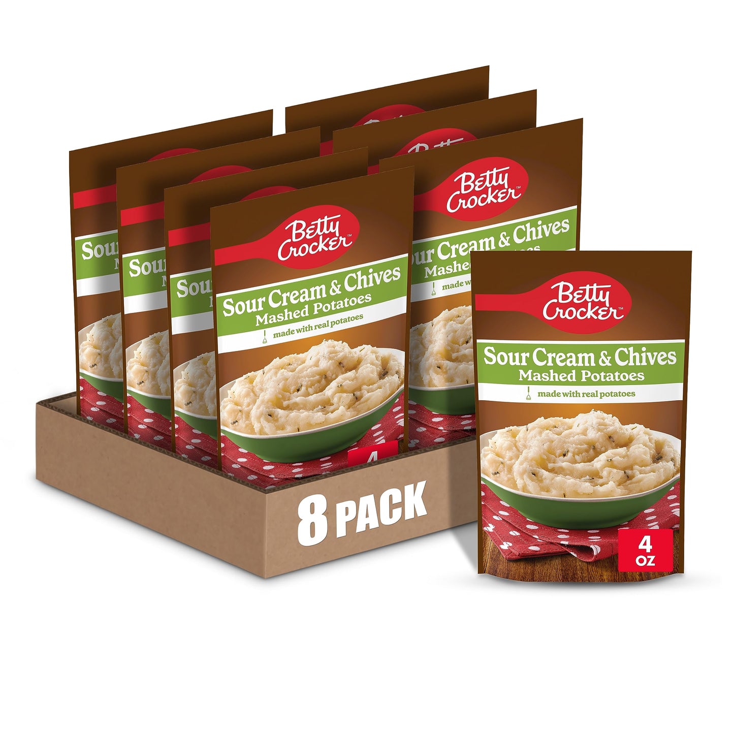 Betty Crocker Sour Cream & Chives Mashed Potatoes, 4 Oz. (Pack Of 8)