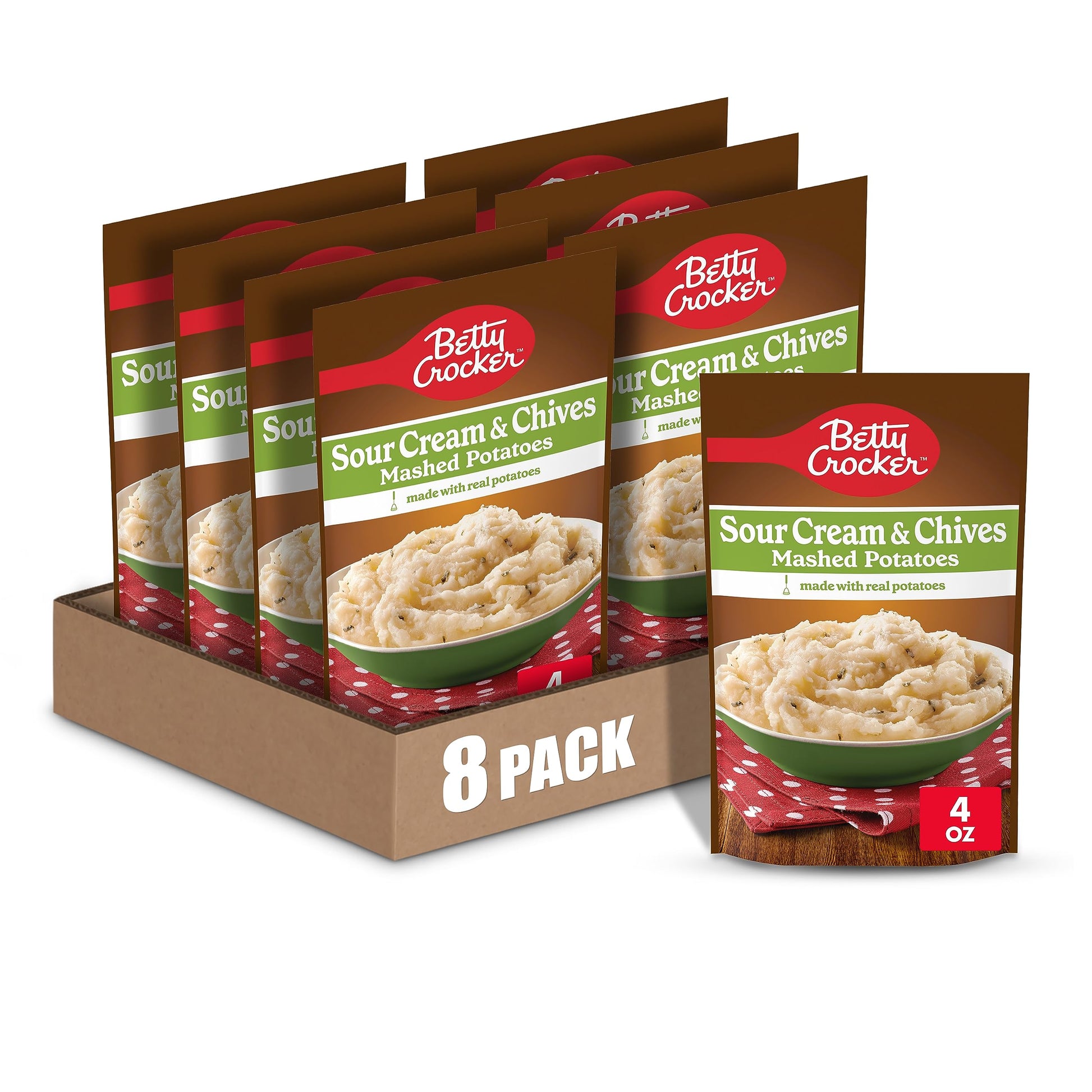 Betty Crocker Sour Cream & Chives Mashed Potatoes, 4 Oz. (Pack Of 8)