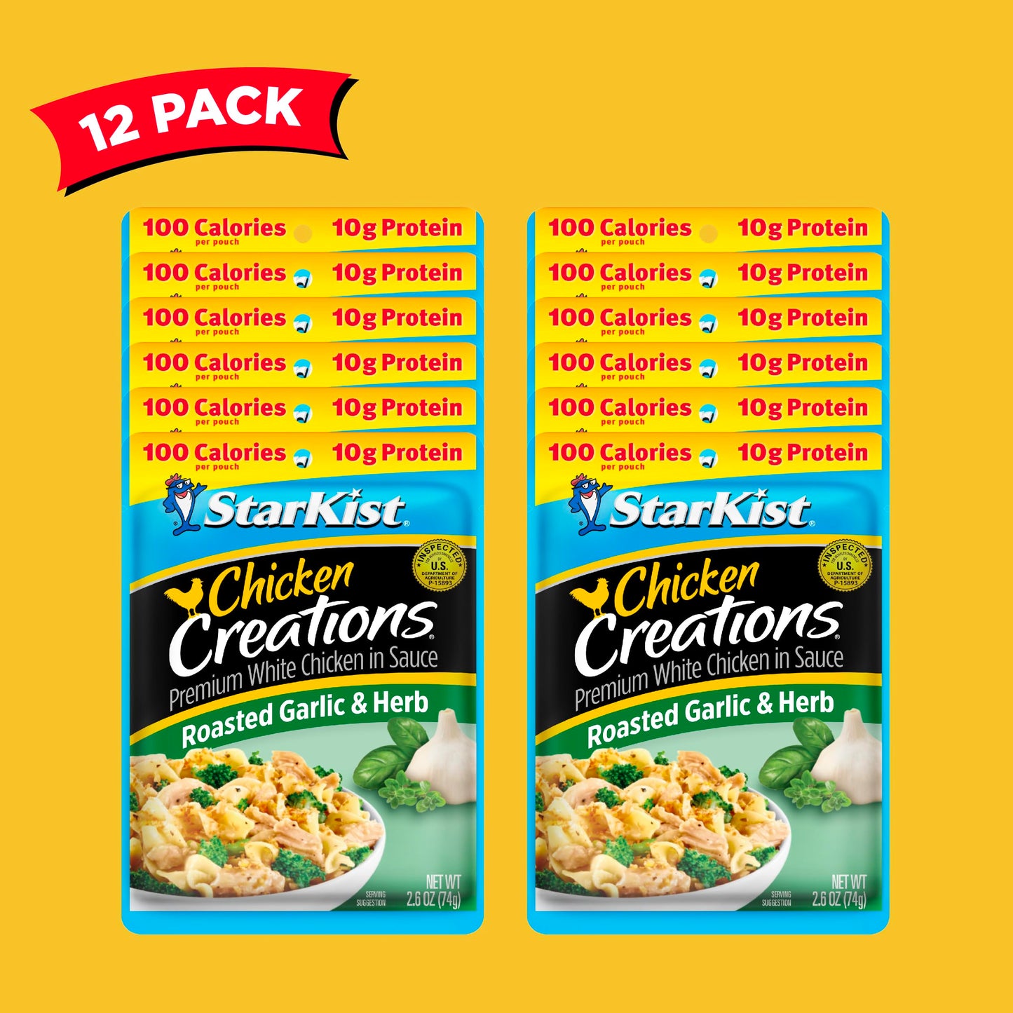 Starkist Chicken Creations, Roasted Garlic & Herb - 2.6 Oz Pouch, Pack Of 12