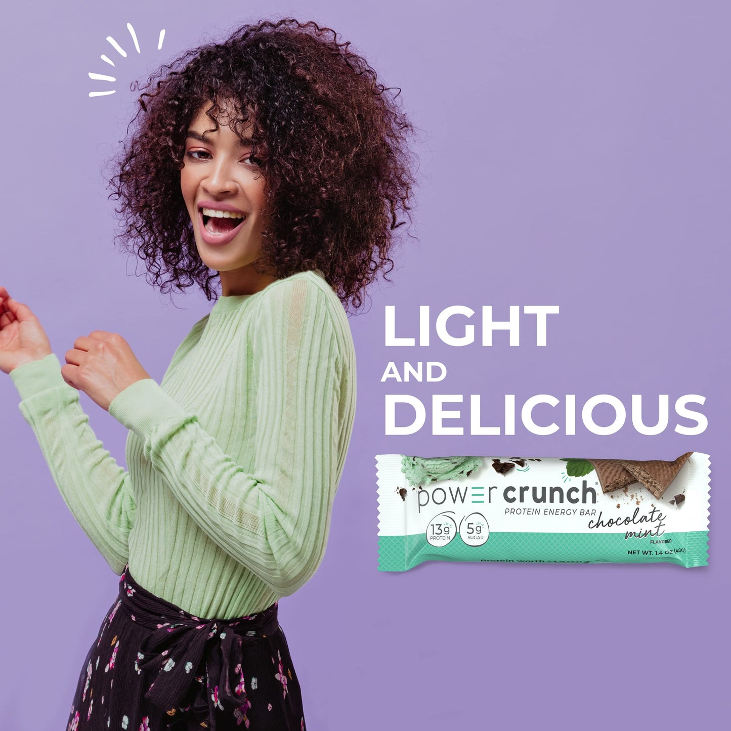 Power Crunch Protein Wafer Bars, High Protein Snacks With Delicious Taste, Chocolate Mint, 1.4 Ounce (12 Count)