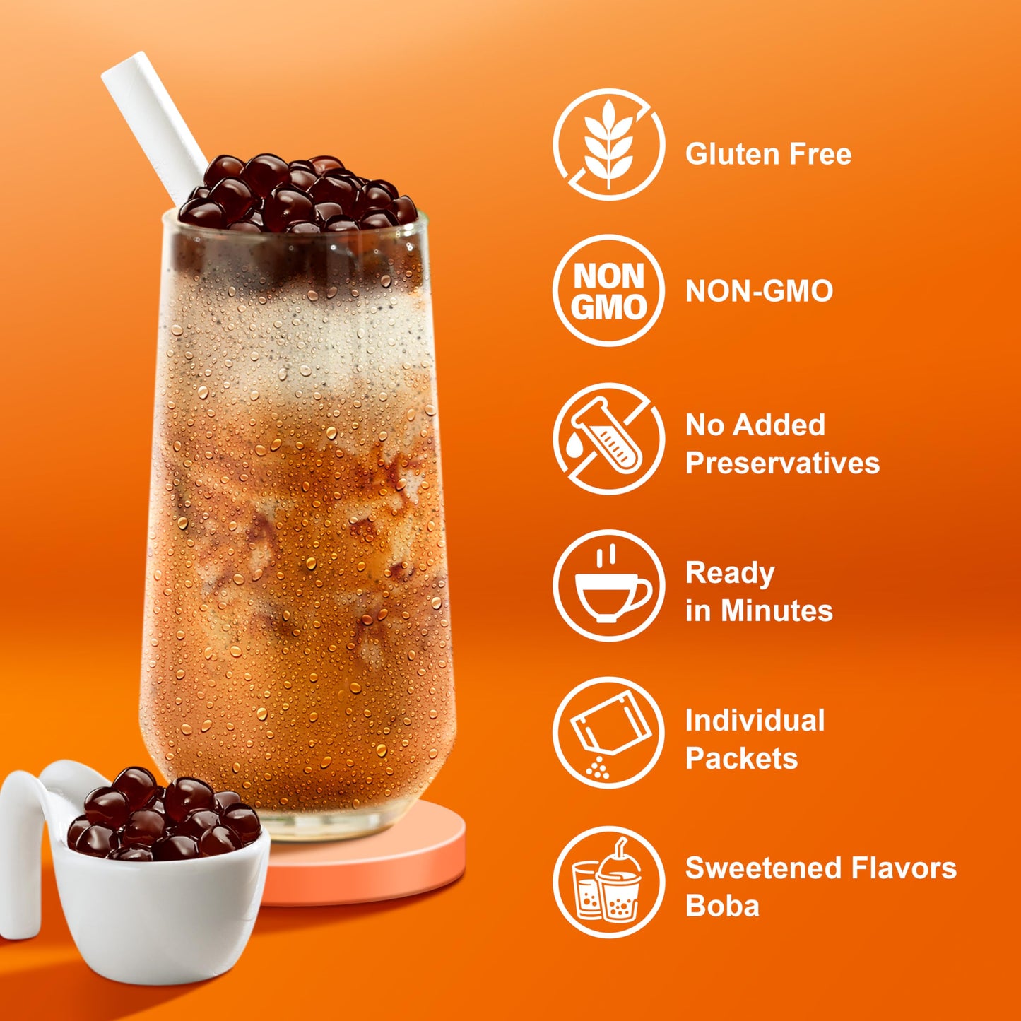 J Way Instant Thai Milk Tea Kit With Authentic Brown Sugar Tapioca Boba, Ready In Under One Minute, Paper Straws Included - 3 Se