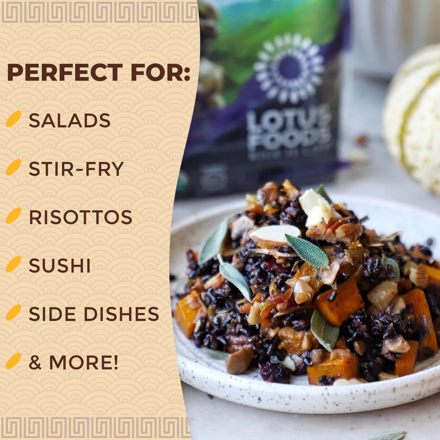 Lotus Foods Bulk Organic Forbidden Rice - Black Rice Organic, Purple Rice, Black Rice Bulk, Gluten Free Heirloom Rice, Whole Gra