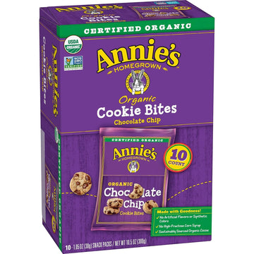 Annie'S Organic Chocolate Chip Cookie Bites, 10 Pouches, 10.5 Oz