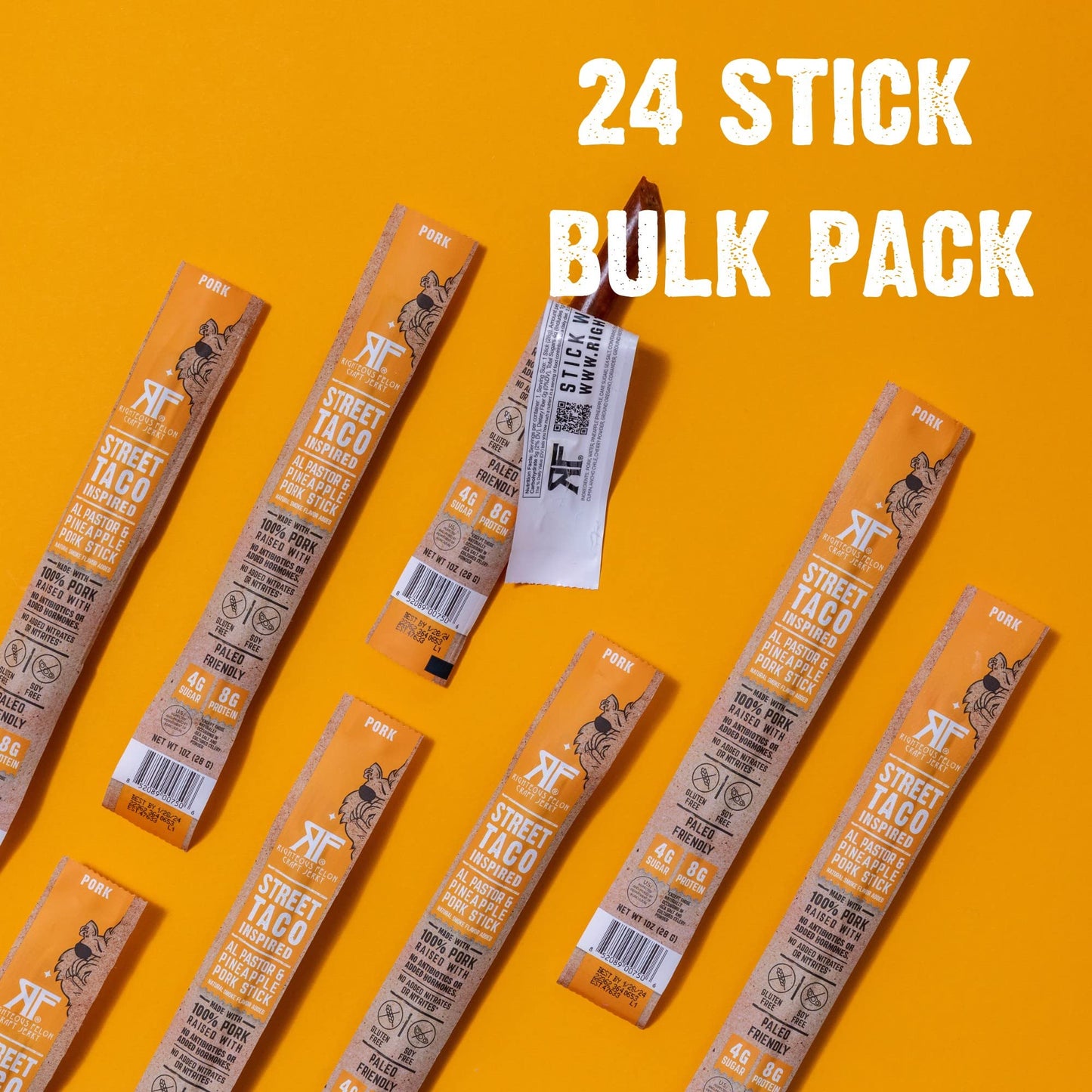 Righteous Felon Meat Sticks | 100% Pork Sticks | Gluten Free & Keto Meat Sticks | Low Sugar & High Protein Meat Sticks | Healthy