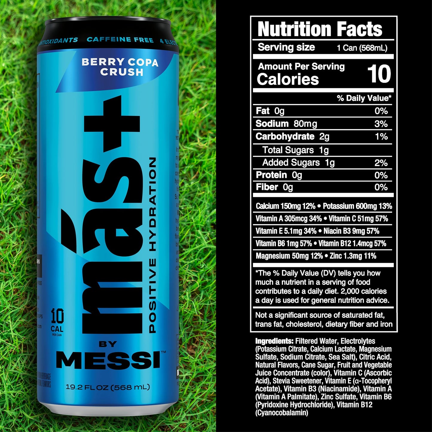 Más+ by Messi Berry Copa Crush Sports Drink, 19.2oz, 12-pack, Natural Flavors, Vitamins & Electrolytes, No Artificial Sweeteners