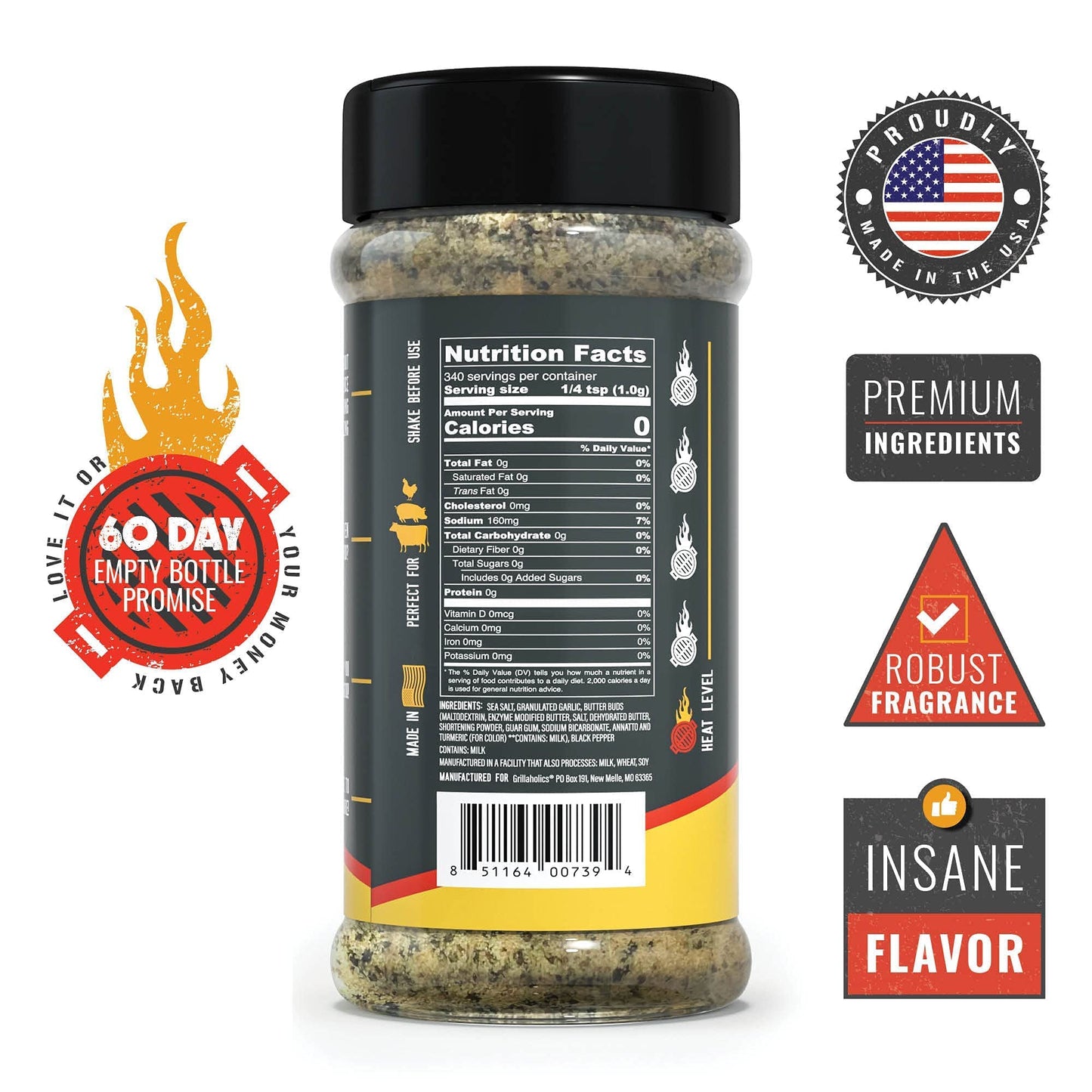 Grillaholics Twisted Spg + Butter Rub - Garlic Butter Seasoning & Spg Rub - Butter Flavored All Purpose Rub - Salt Pepper Garlic