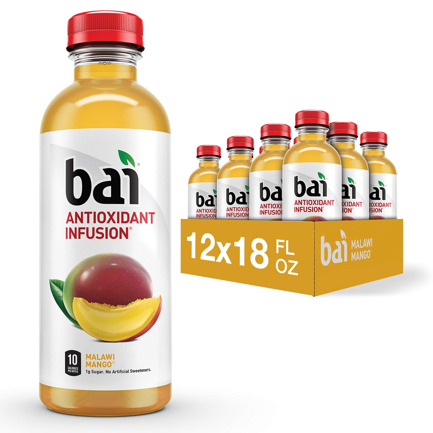 Bai Flavored Water Malawi Mango Antioxidant Infused Drinks 18 Fluid Ounce Bottle (Pack Of 12)
