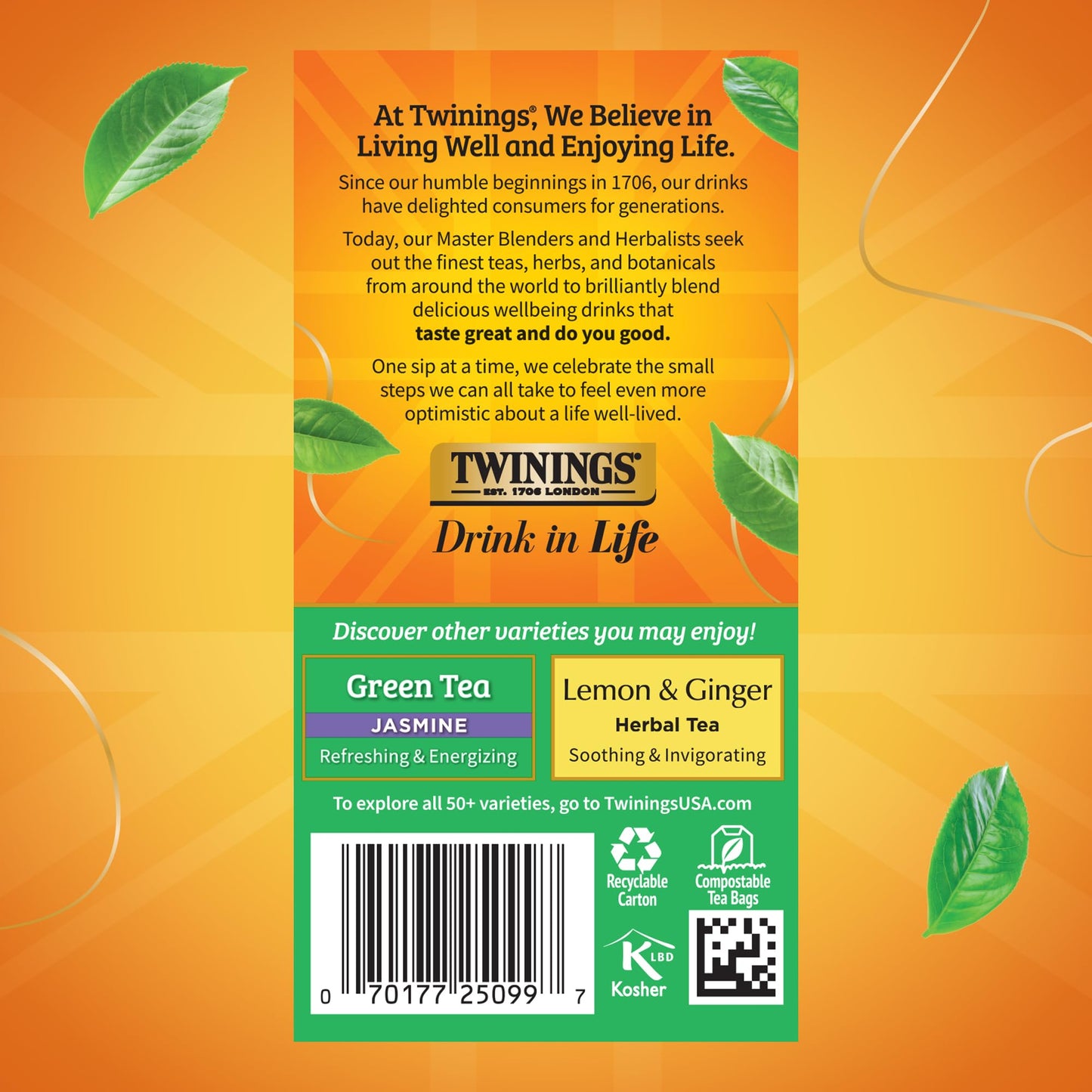 Twinings Green Tea With Lemon - Flavorful Green Tea With Lemon Pieces, Caffeinated Tea Bags Individually Wrapped, 20 Count